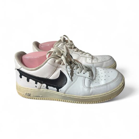 Nike Air Force 1 Low Custom Drip Swoosh Mens Size 11.5 Distressed White Black - Picture 1 of 10